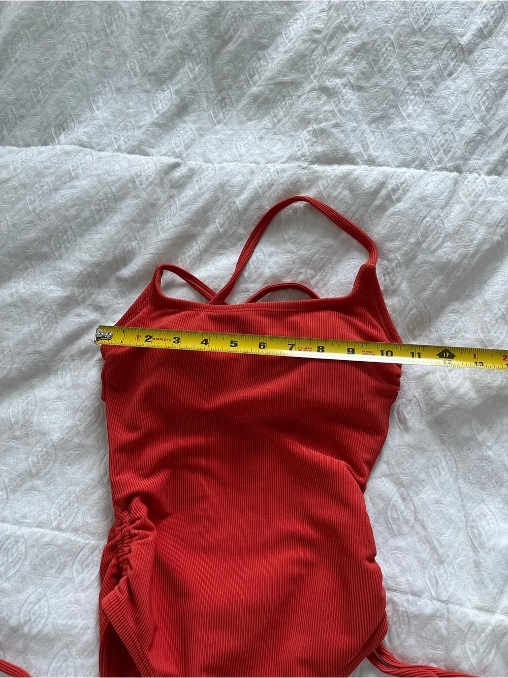 Women’s rust Ribbed One-Piece Swimsuit with Side Ties size XS